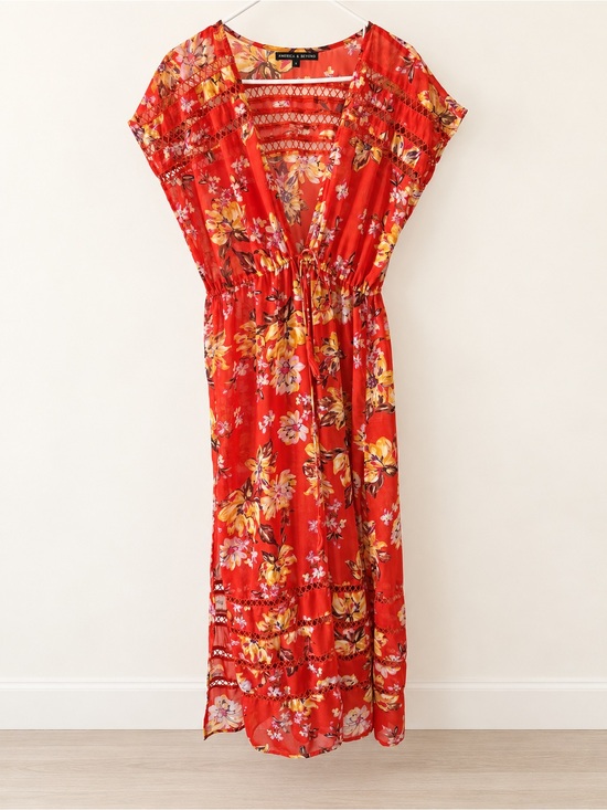 America & Beyond Tops - America & Beyond Dark Orange Kimono